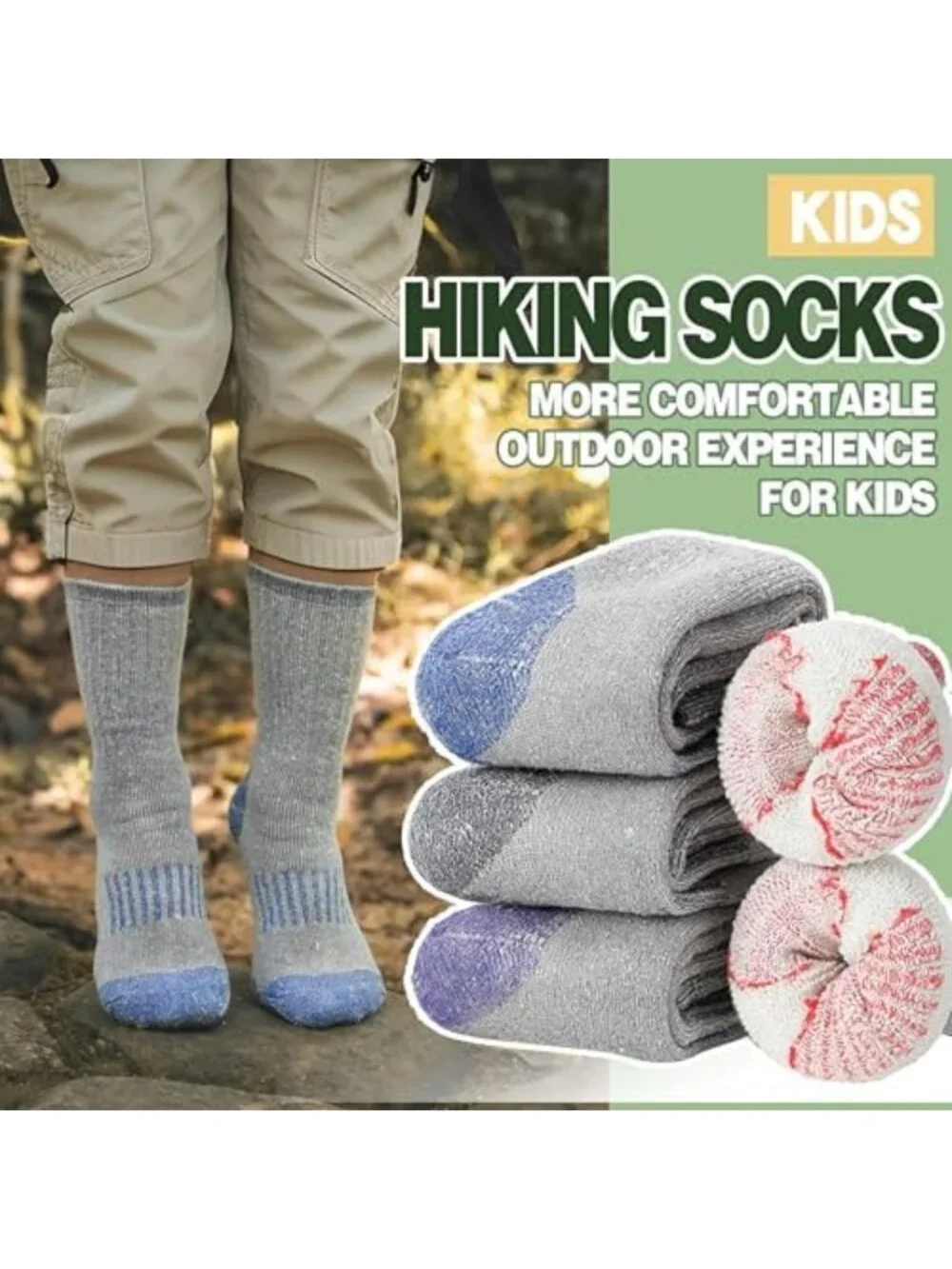 Cozy Merino Wool Hiking Socks for Kids - Boys & Girls, Toddler Friendly, Warm